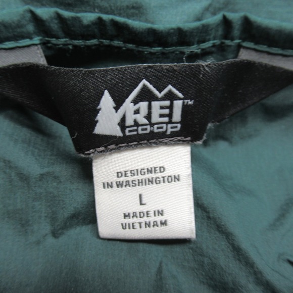 REI Co Op Jacket Womens Large Green Lightweight Hood Rain Spandex Full Zip Wind - Picture 4 of 12